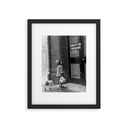'Strictly No Elephants' Vintage Humorous Child Verses The World Black And White Photograph / Black And White Photography Framed Art Print