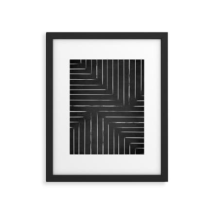 Black White Lines Minimalist Framed Art Print