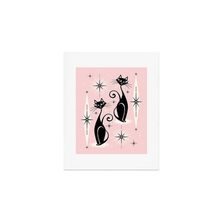 Mid Century Meow Retro Atomic Cats ©Studioxtine Art Print