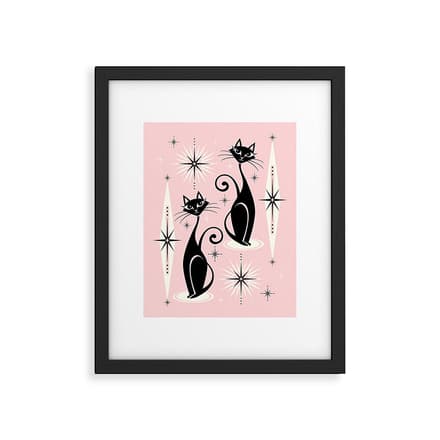 Mid Century Meow Retro Atomic Cats ©Studioxtine Framed Art Print