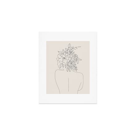 Woman With Flowers Minimal Line I Art Print
