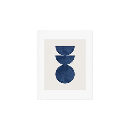 Woodblock Navy Blue Mid Century Modern Art Print