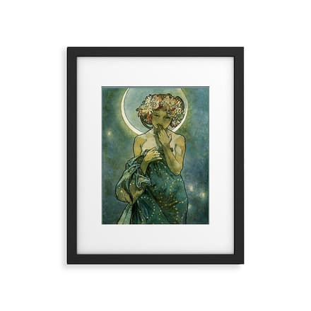 Alphonse Mucha "The Moon And The Stars Series: The Moon" Framed Art Print