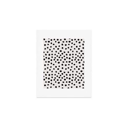 Preppy Brushstroke Free Polka Dots Black And White Spots Dots Dalmation Animal Spots Design Minimal Art Print