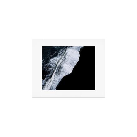 Waves Crashing On A Black Sand Beach - Minimal Landscape Photography Art Print