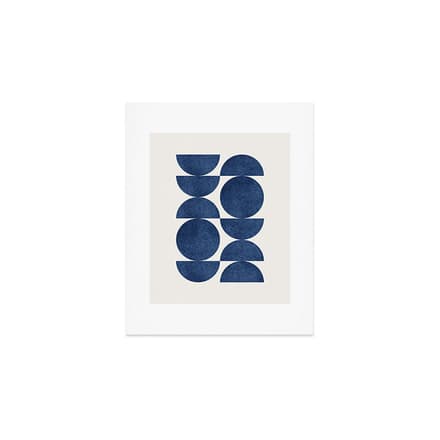 Blue Navy Retro Scandinavian Mid Century Modern Art Print