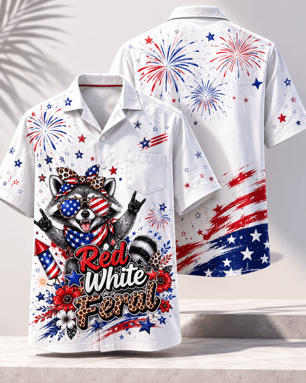 Cute Raccoon Usa Hawaiian Shirt For Fourth Of July