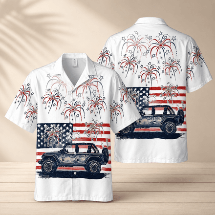 American Pride Jeep Hawaiian Shirt For Independence Day