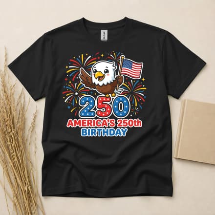 America 250th Birthday Patriotic Eagle Fireworks T-Shirt