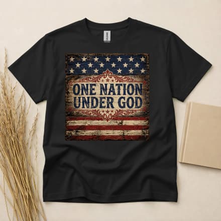 One Nation Under God Rustic American Flag Patriotic T-Shirt