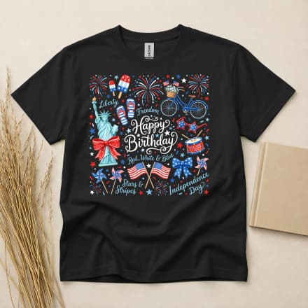 Happy Birthday America Red White Blue Independence Day T-Shirt