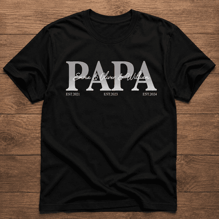 Personalized Papa T Shirt With Kids Names And Birth Years Custom Fathers Day Gift
