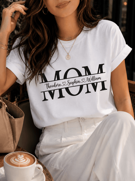 Personalized Mom With Kids Names Custom Family T-Shirt