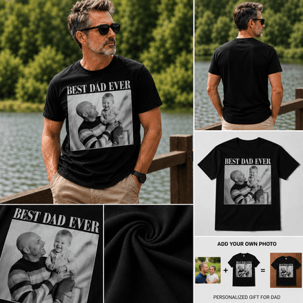 Custom Family Photo Father'S Day T-Shirt Personalized Gift For Dad