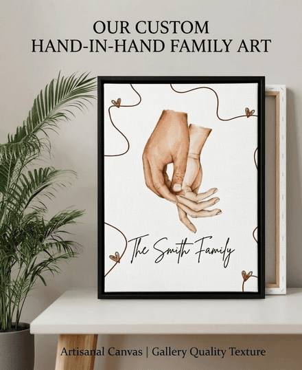 Personalized Watercolor Family Hand-In-Hand Art For Home