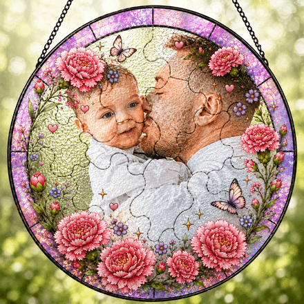 Birth Flower Custom Baby Photo Suncatcher