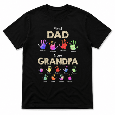 Personalized Grandpa Gift Shirt, Custom Number Of Kids, Custom Handprint Colors