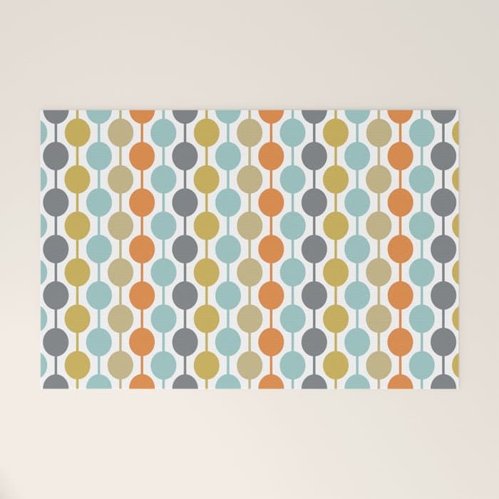 Retro Circles Mid Century Modern Background Welcome Mat