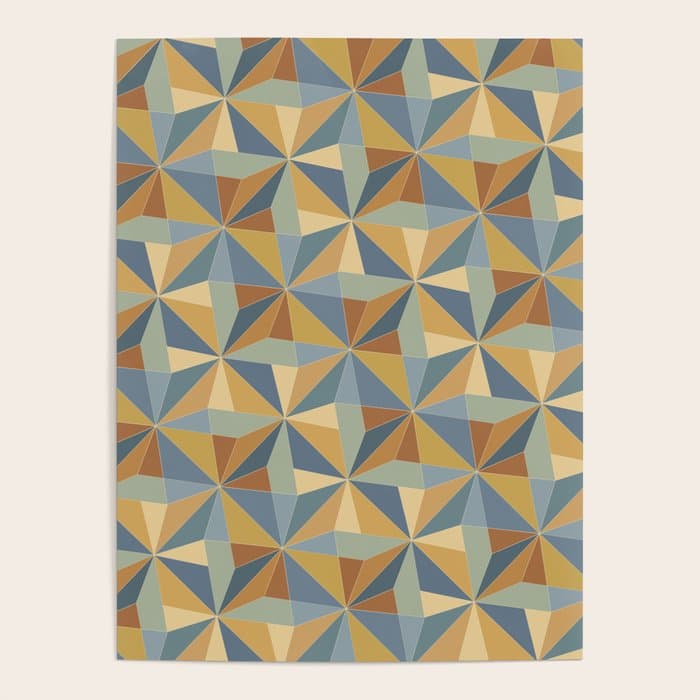 Kaleidoscope Tile Pattern III Warm Earthy Summer Poster
