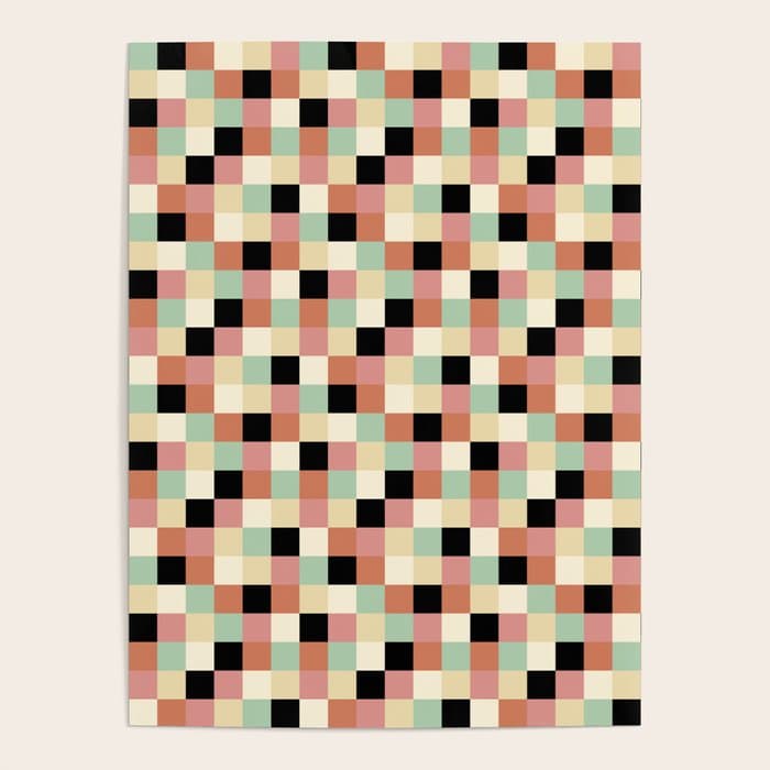 Bold Retro Checks Pattern - Small XXXIV Poster
