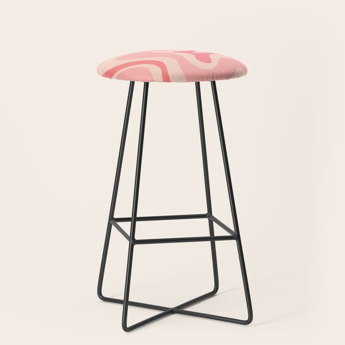 Retro Liquid Swirl Abstract in Soft Pink Stool