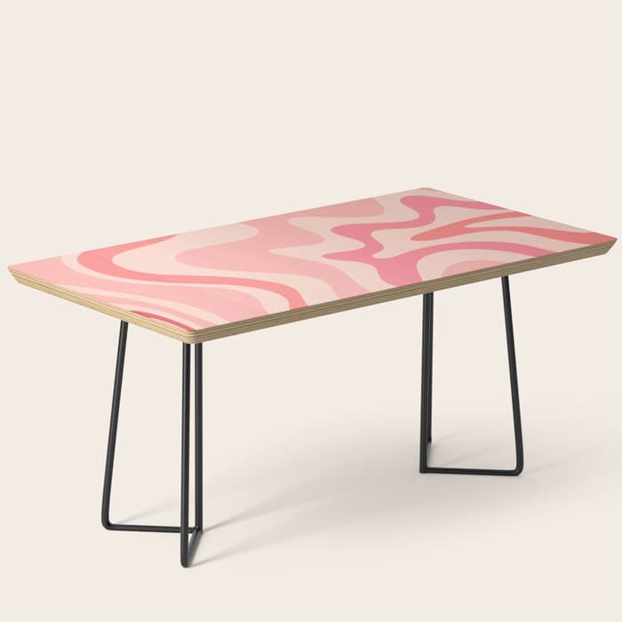 Retro Liquid Swirl Abstract in Soft Pink Coffee Table