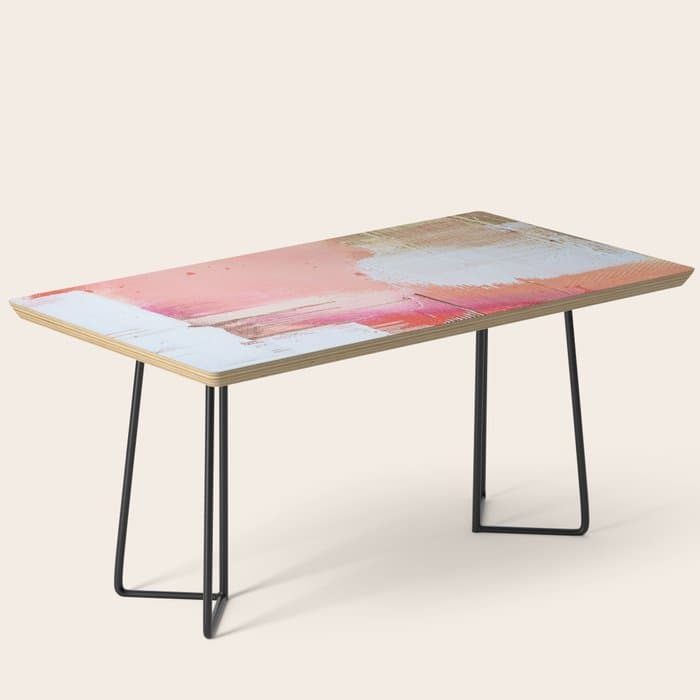 Moving Mountains: a minimal, abstract piece in reds and gold by Alyssa Hamilton Art Coffee Table