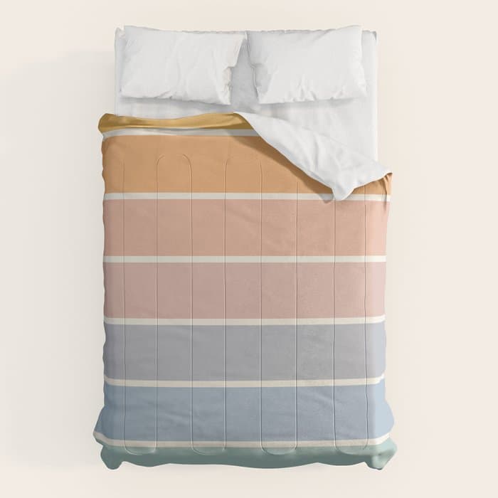 Gradient Arch XIII Retro Mid Century Modern Rainbow Comforter