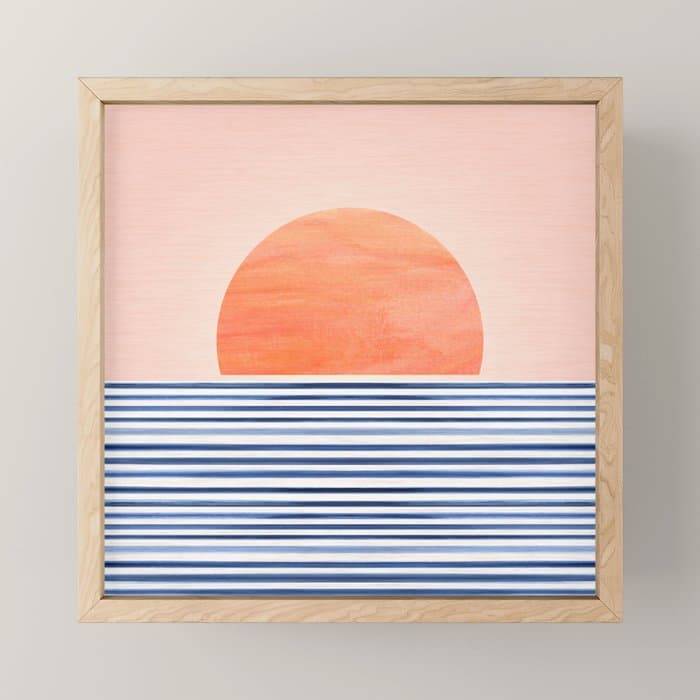 Summer Sunrise Minimal Abstract Landscape Mini Art Print