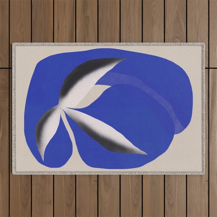 Liquid cobalt blue abstraction 02 Outdoor Rug