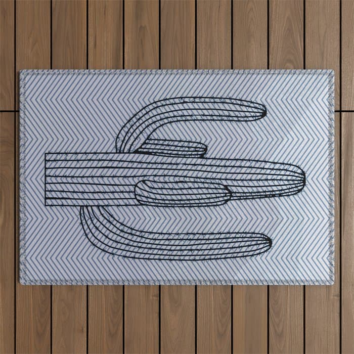 Deserted Cactus - chevron slate Outdoor Rug