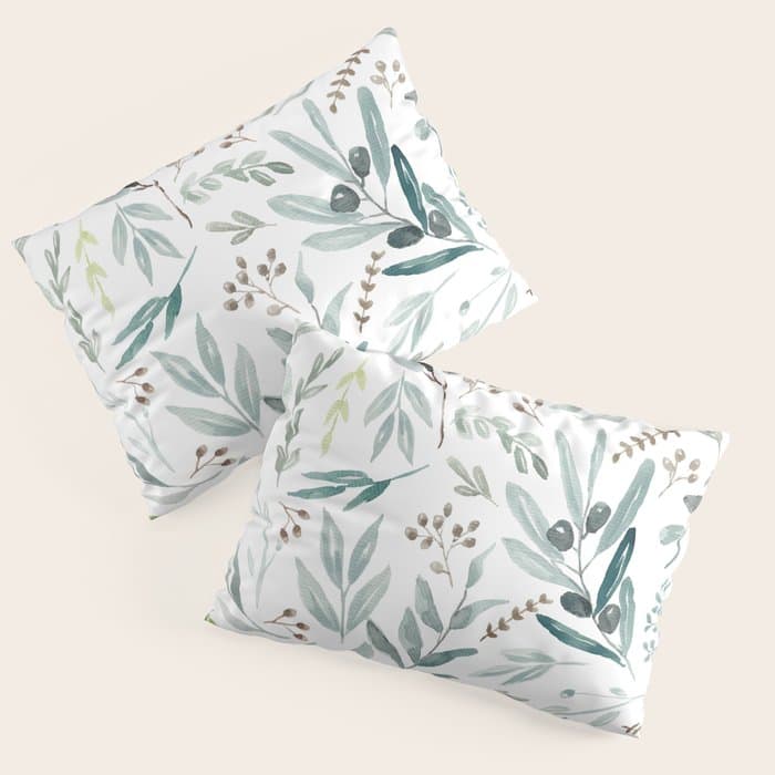 Botanical Eucalyptus Leaves Pattern Pillow Sham