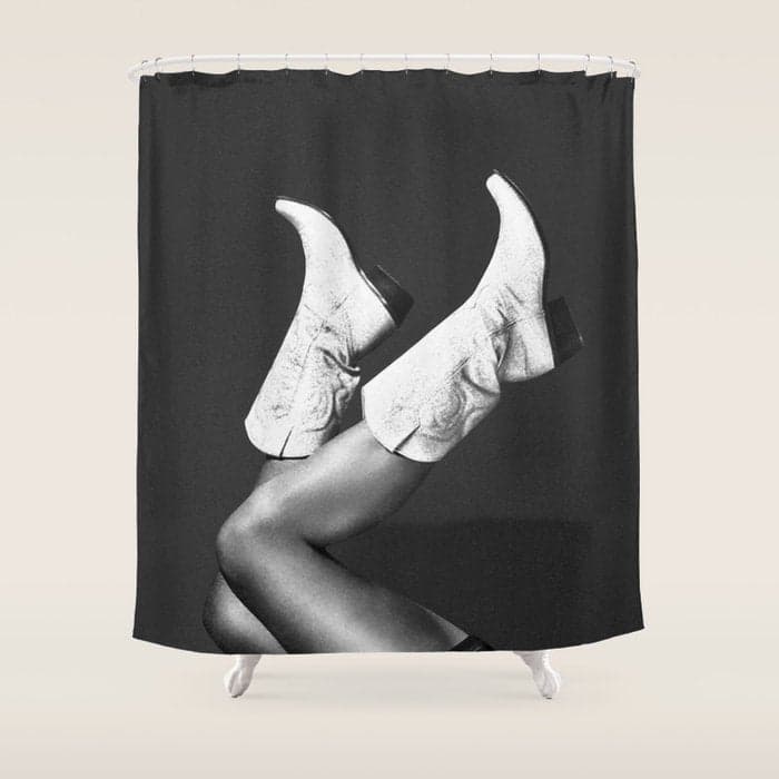 These Boots - Noir / Black & White Shower Curtain