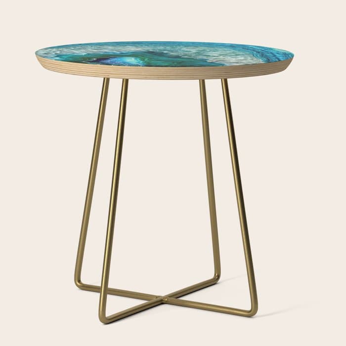 Aqua turquoise agate mineral gem stone Side Table