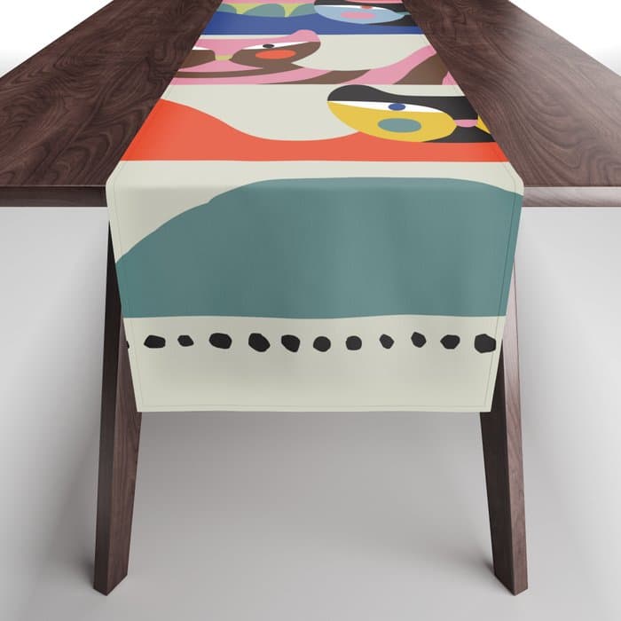 Mid Century Modern Retro Cats Table Runner