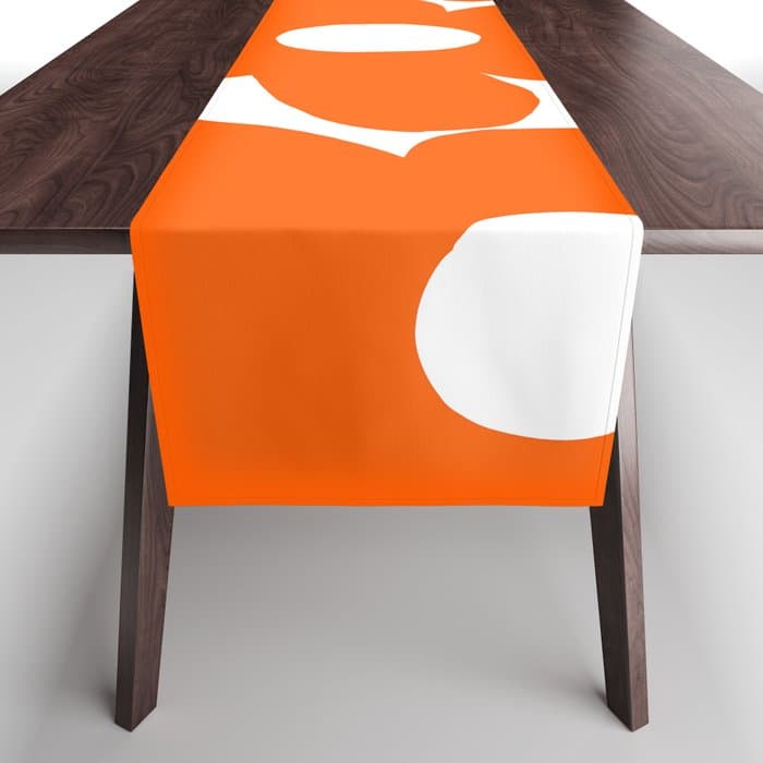 Orange Retro Flowers White Background #decor #HomeStorie #buyart Table Runner