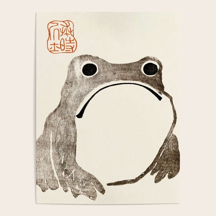 Unimpressed Frog Meika Gafu by Matsumoto Hoji 1814 - Frog Poster