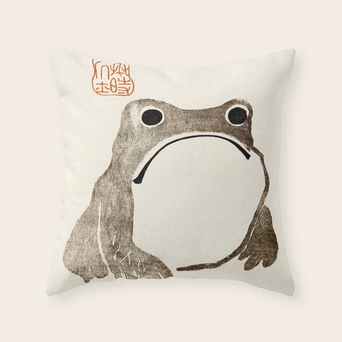 Unimpressed Frog Meika Gafu by Matsumoto Hoji 1814 - Frog Throw Pillow