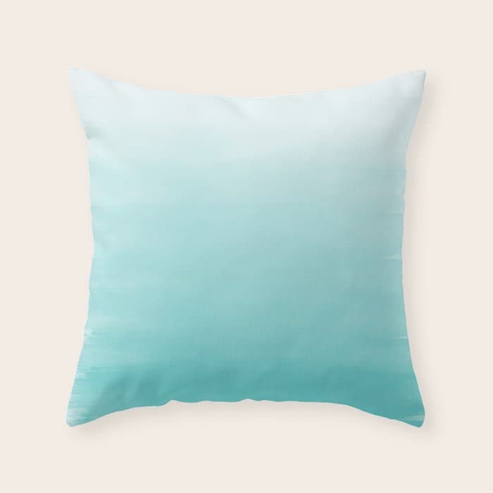 Modern teal watercolor gradient ombre brushstrokes pattern Throw Pillow