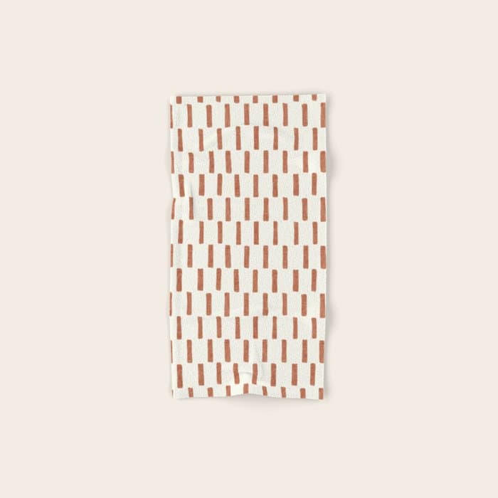 block print dash - terra cotta Bath Towel