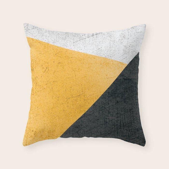 Modern Yellow & Black Geometric Throw Pillow