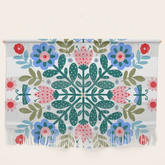 Scandinavian Folk Art Mandala Wall Hanging