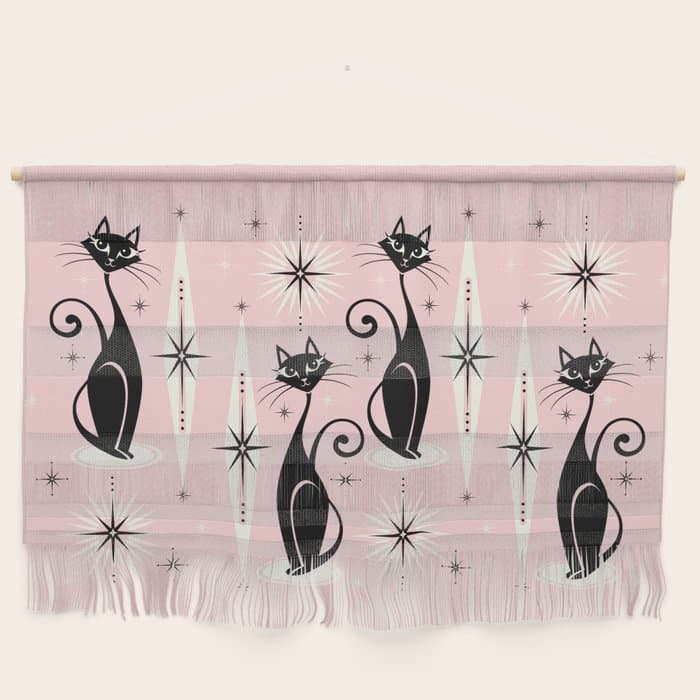 Mid Century Meow Retro Atomic Cats ©studioxtine Wall Hanging