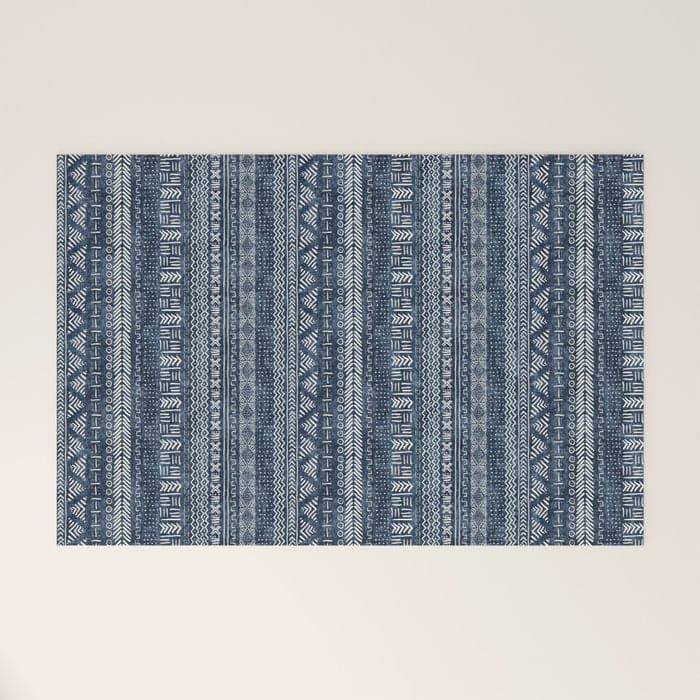 Funky Vertical Stripe in Indigo Welcome Mat