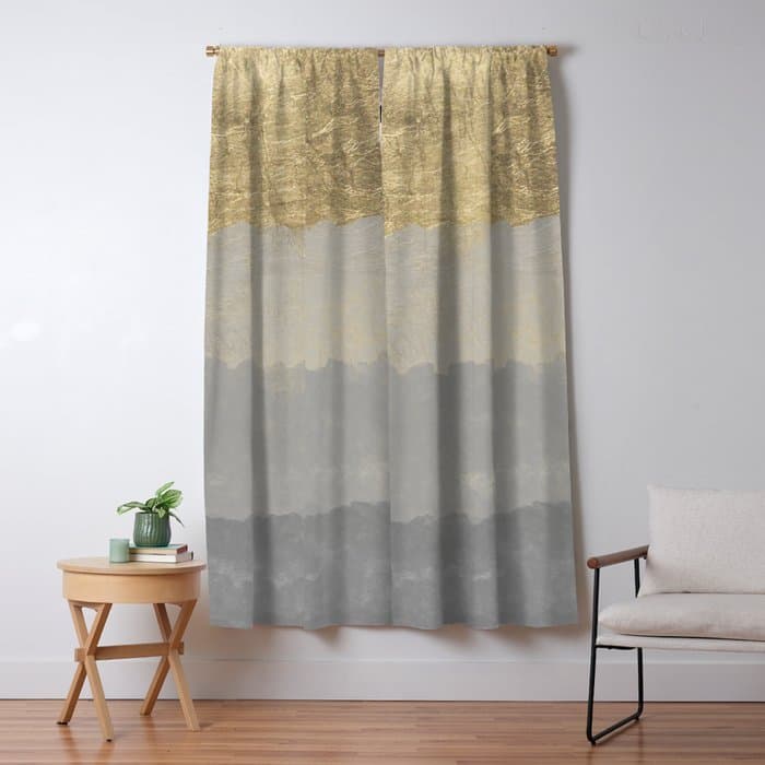 Geometrical ombre glacier gray gold watercolor Window Curtain