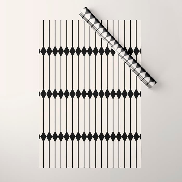Minimal Geometric Pattern - Black Wrapping Paper