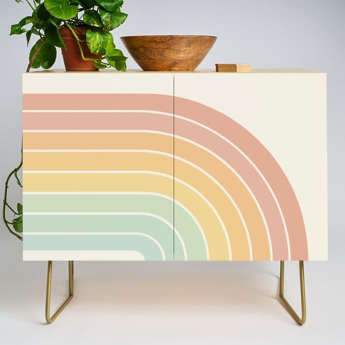 Gradient Arch XIV Pastel Mid Century Modern Rainbow Credenza