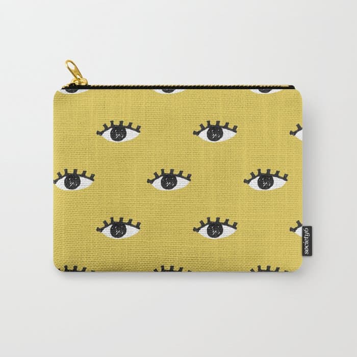 Inky Textured Eye Pattern - Olive Oil Carry All Pouch