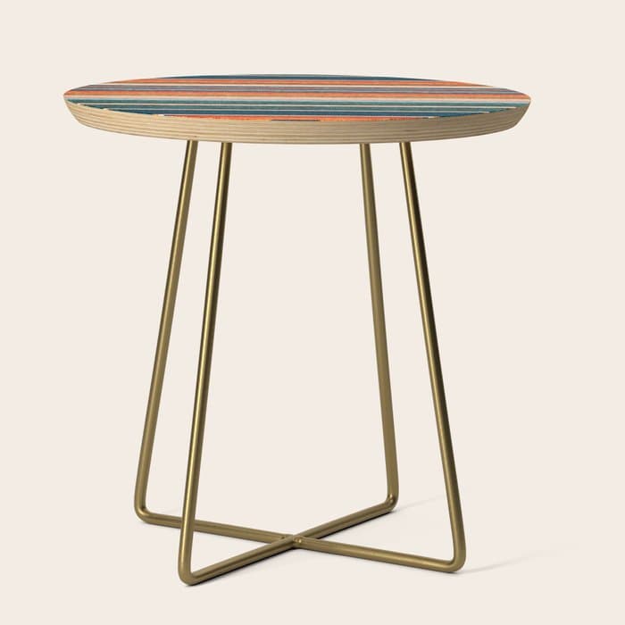 serape southwest stripe - orange & dark teal Side Table