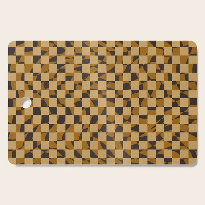 Abstract checked in golden ochre Cutting Board